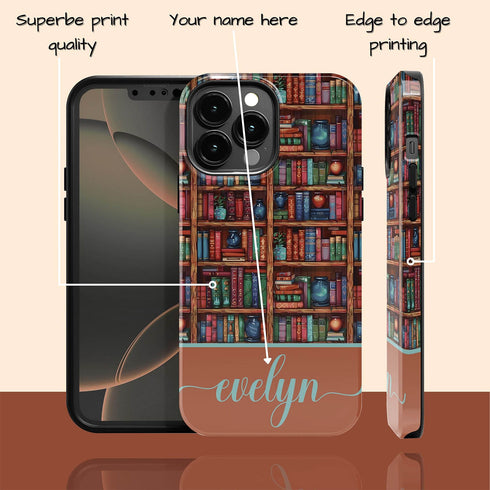 Custom Name Bookshelf Academia iPhone Case